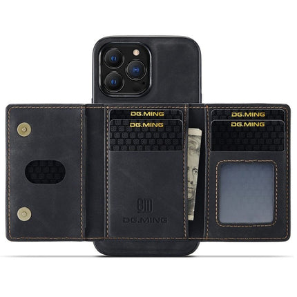 DG Ming iPhone 14 Pro 2 in 1 Magnetic Wallet Back Cover - (Black) - Casebump