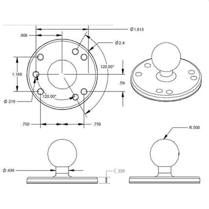 RAM Round Plate Ball Base Mount - RAM-B-202U (B Size) - Casebump