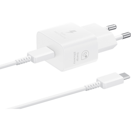 Samsung USB-C Charger (25W) (White) - EP-T2510XWEGEU (with Cable) - Casebump