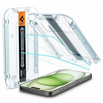Spigen Glass iPhone 15 Plus Montage Frame EZ FIT 2 Pack AGL06883 - Casebump