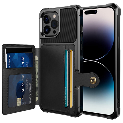 Magnetic Card Holder Hybrid Case Apple iPhone 14 Pro Max - Black - Casebump