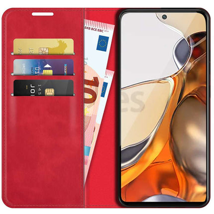 Xiaomi 11T / 11T Pro Wallet Case Magnetic - Red - Casebump