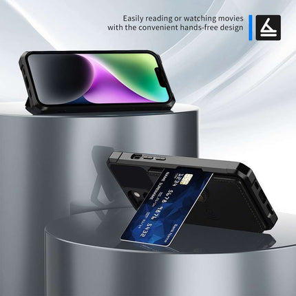 Magnetic Card Holder Hybrid Case Apple iPhone 14 Plus - Black - Casebump