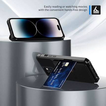 Magnetic Card Holder Hybrid Case Apple iPhone 14 Pro - Black - Casebump
