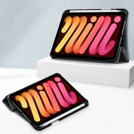Apple iPad Mini 6 2021 Smart Tri-Fold Case With Pen Slot (Black) - Casebump