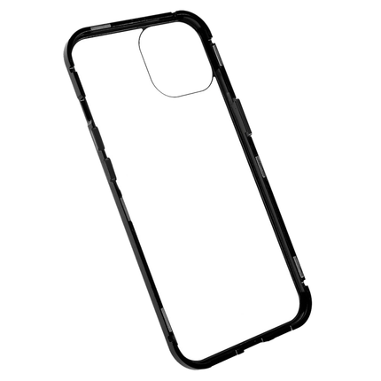 iPhone 14 Plus Magnetic Metal Tempered Glass Cover - Black - Casebump