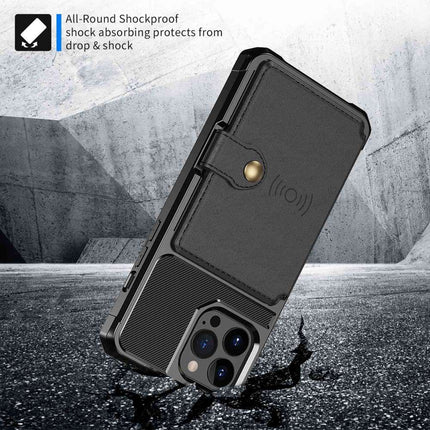 Magnetic Card Holder Hybrid Case Apple iPhone 14 Pro - Black - Casebump