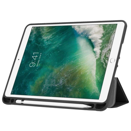 Apple iPad 9.7 (2017 / 2018) Smart Tri-Fold Case With Pen Slot (Black) - Casebump