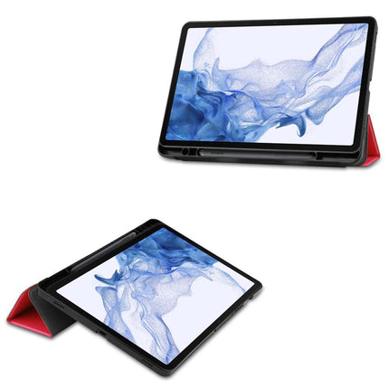 Samsung Galaxy Tab S8 Smart Tri-Fold Case With Pen Slot (Red) - Casebump