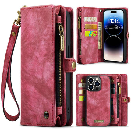 CASEME iPhone 14 Pro Max Vintage Portemonnee Hoesje - Red - Casebump