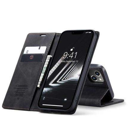 CASEME iPhone 14 Retro Wallet Case - Black - Casebump