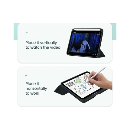 Apple iPad Mini 6 2021 Tri-Fold Stand Case With Pen Slot (Black) - Casebump