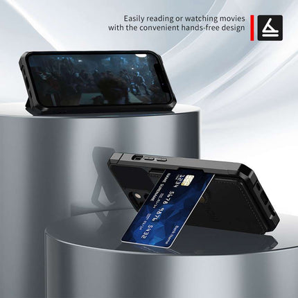 Magnetic Card Holder Hybrid Case Apple iPhone 13 - Black - Casebump