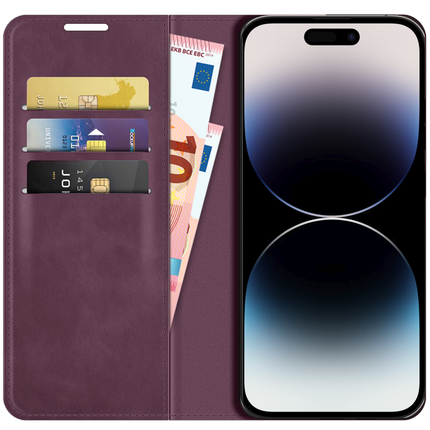 Apple iPhone 14 Pro Wallet Case Magnetic - Dark Purple - Casebump
