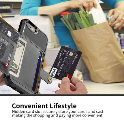 Magnetic Card Holder Hybrid Case Apple iPhone 8 / 7 / 6S / 6 - Black - Casebump