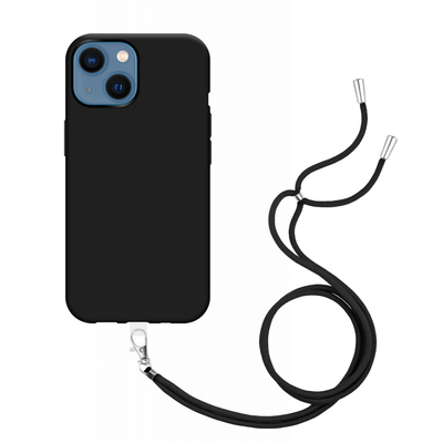 Apple iPhone 13 Mini Soft TPU Case with Strap - (Black)