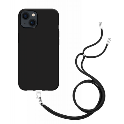 Apple iPhone 14 Soft TPU Case with Strap - (Black)