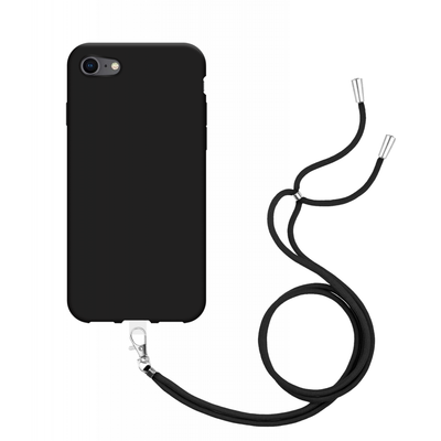 Apple iPhone SE 2020 Soft TPU Case with Strap - (Black)