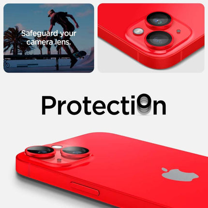 Spigen Camera Lens Glass Protector iPhone 14 / 14 Plus (Red) - AGL05605 (2 pack) - Casebump