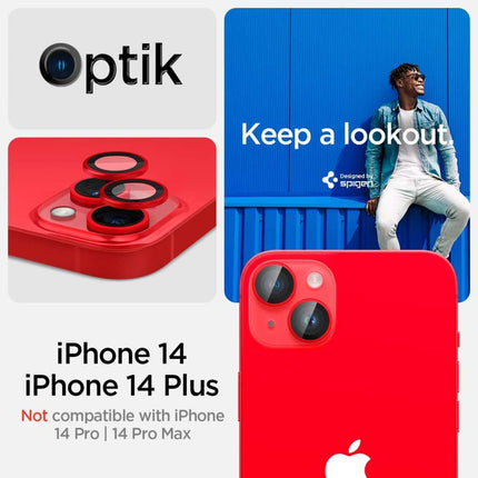 Spigen Camera Lens Glass Protector iPhone 14 / 14 Plus (Red) - AGL05605 (2 pack) - Casebump
