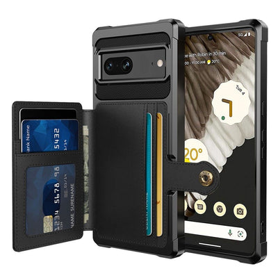 Google Pixel 7 Magnetic Card Holder Hybrid Case  - Black - Casebump