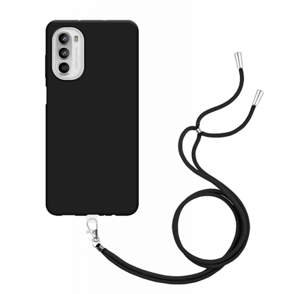 Motorola Moto G52 Soft TPU Case with Strap - (Black) - Casebump