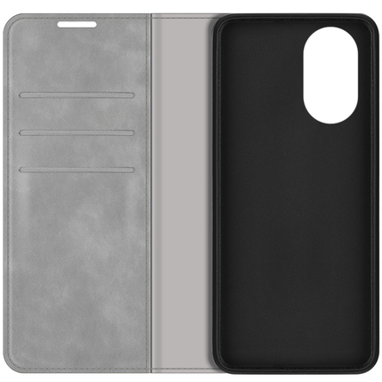 Oppo A17 Wallet Case Magnetic - Grey - Casebump