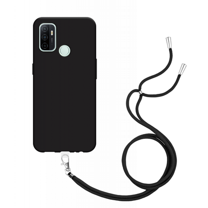 Oppo A53/A53s Soft TPU Case with Strap - (Black) - Casebump