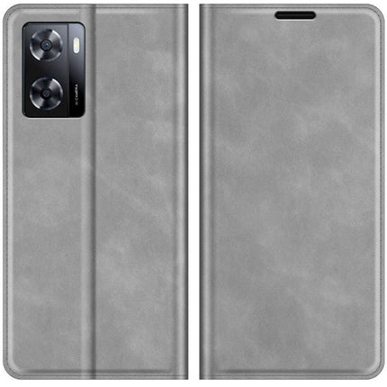 Oppo A57 Wallet Case Magnetic - Grey - Casebump