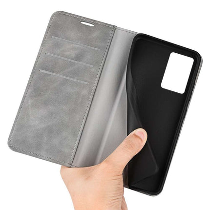 Oppo A57 Wallet Case Magnetic - Grey - Casebump