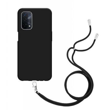 Oppo A74 5G Soft TPU Case with Strap - (Black) - Casebump