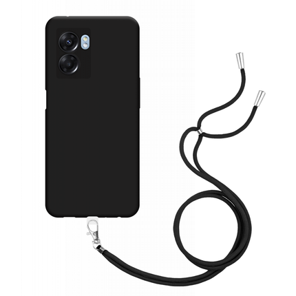 Oppo A77 Soft TPU Case with Strap - (Black) - Casebump