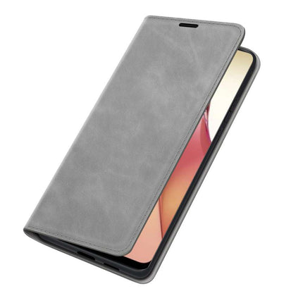 Oppo Reno8 5G Wallet Case Magnetic - Grey - Casebump