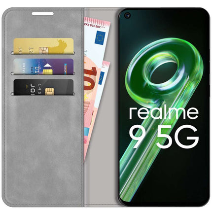 Realme 9 5G Wallet Case Magnetic - Grey - Casebump