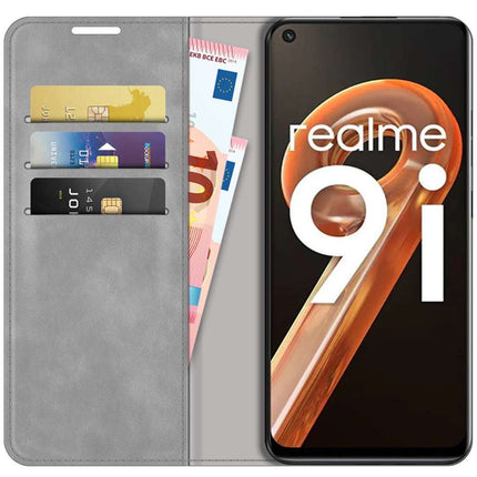 Realme 9i Wallet Case Magnetic - Grey - Casebump