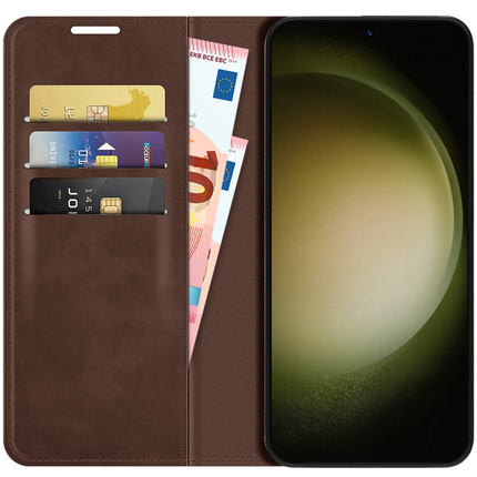 Samsung Galaxy S23+ Wallet Case Magnetic - Brown - Casebump