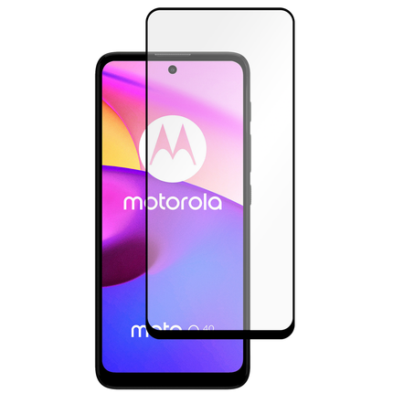 Full Cover Screenprotector Motorola Moto E40 Tempered Glass - black - Casebump