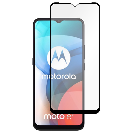 Full Cover Screenprotector Motorola Moto E7 Tempered Glass - black - Casebump
