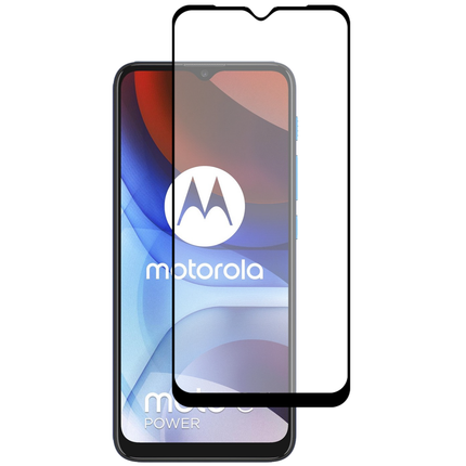Full Cover Screenprotector Motorola Moto E7i Power Tempered Glass - black - Casebump
