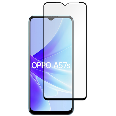Full Cover Screenprotector Oppo A57s Tempered Glass - black