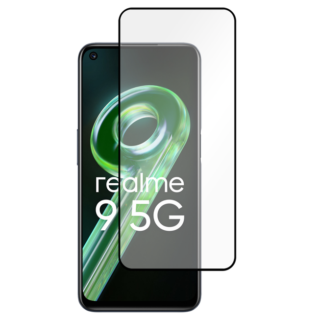 Full Cover Screenprotector Realme 9 5G Tempered Glass - black - Casebump