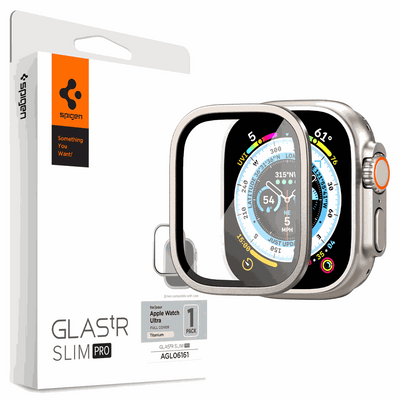 Apple Watch Ultra Spigen Glas.tR Slim Pro - Black - Casebump