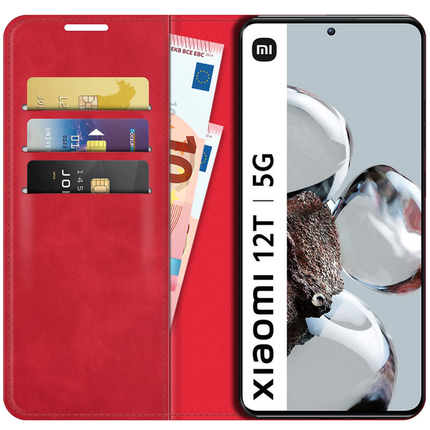 Xiaomi 12T / 12T Pro Wallet Case Magnetic - Red - Casebump