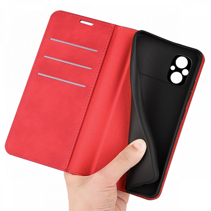 Xiaomi Poco M5 Wallet Case Magnetic - Red - Casebump